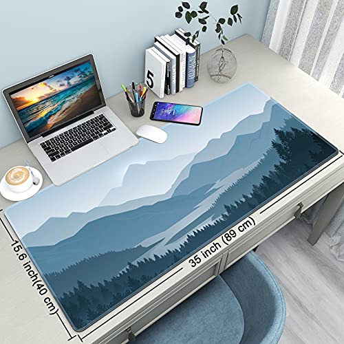 Desk Mat Pad,Large XXL Extended Mouse Pad Mat for Desktop Keyboard | 35''×15.6'' XXL Extended Gaming Mouse Pad with Non-slip Base Desk Matt Mousepad for Computer,Office,Keyboard and Laptop - color: B2-Vector Mountain
