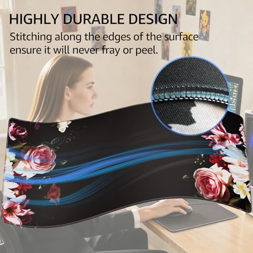 KTRIO Large Gaming Mouse Pad, Desk Mat, 31.5 x 15.7 in Peony Flower, XXL | Smooth Micro-Weave Surface, Artistic Pattern Design, Non-Slip Rubber Base, Durable Stitched Edges, Office & Home Use - color: Peony Flower, size: 31.5l X 15.7w Inches