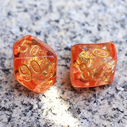 Haxtec Orange DND Dice Set, 7 Pcs Iridescent Resin Polyhedral RPG Dice | Fall D&D Dice with Velvet Bag, Role Playing Game, Rounded Edge, Compatible with Dungeons and Dragons, TTRPG Gifts - color: Orange