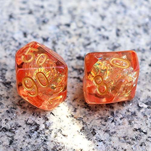 Haxtec Orange DND Dice Set, 7 Pcs Iridescent Resin Polyhedral RPG Dice | Fall D&D Dice with Velvet Bag, Role Playing Game, Rounded Edge, Compatible with Dungeons and Dragons, TTRPG Gifts - color: Orange