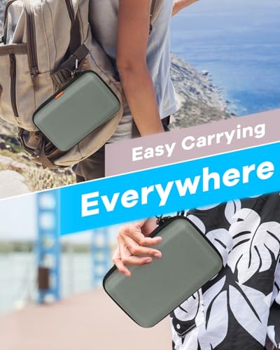 Gray-Green Hard Shell Carrying Case for External Hard Drive,Travel Case | Hard Disk, Power Bank, Charger, Cable, Cell Phone, Electronic Accessories, Larger Capacity Storage Pouch ,Shockproof - color: Gray-Green