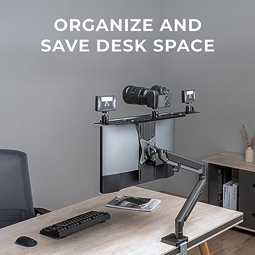 HumanCentric DSLR Monitor Mount Extra Large, Desk Camera, Webcam & Mic | Microphone Shelf for Monitor VESA Arm, Replace Clamp Tripods, 100x100mm Patterns, Aluminum, Hardware Included - size: X-Large Shelf