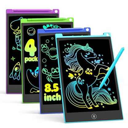 TECJOE 4 Pack LCD Writing Tablet, 8.5 Inch Colorful Drawing Board, Kids Travel Games Activity Learning Toys, Birthday Gifts for 3-8 Year Old Boys Girls Toddlers Preschooler - color: Blue & Purple & Green & Dark Blue
