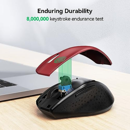 TECKNET 2.4G Wireless Mouse, 4800 DPI Ergonomic Computer Mouse, USB, Red | Mouse for Laptop with USB Receiver, 6 Adjustable DPI, Quiet Click, 30-Month Battery, 6 Button, Portable for PC Chromebook Mac - color: Red