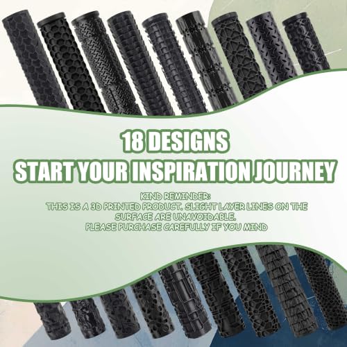18-Piece Texture Roller Set, Tabletop Terrain Road Pattern Tool | lightweight & durable. Tabletop terrain & miniature ground crafting, DIY accessory for hobbyists. - color: Eighteen styles