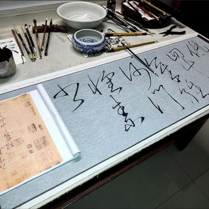 Flylin Calligraphy Cloth, Reusable Chinese Calligraphy Practicing Tool Magic Water Painting Paper Ten Thousand Times Writing Cloth Scroll for Home School (Green) - color: Green