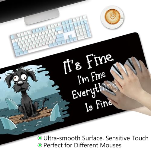 LIMKRIAN Dog Large Mouse Pad Desk Mat for Keyboard and Mouse, 31.5x11.8 in | Stitched Edges, Waterproof Surface, Non-Slip Rubber Base, Funny Desk Accessories For Office Home, Cute Keyboard Mouse Pad - color: Funny Dog