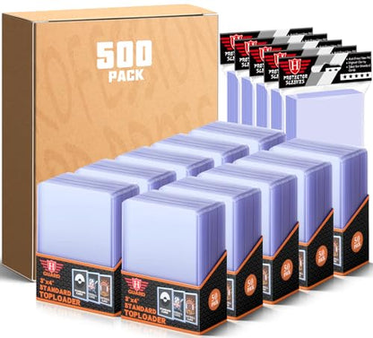 500 Top Loaders with 500 Penny Sleeves, 3 x 4 Clear 35PT Card Protectors | Bulk Pack, Crystal Clear, Fits Standard Cards, Fits Penny Sleeves, Card Collection Storage - size: 500 Toploaders