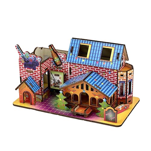 3D Puzzles for Adults, Log Cabin DIY Wooden House Model Kits for Adults to Build, Country Cottage Building Model, 3D Jigsaw Brain Teaser Puzzle, Dollhouse (GHJGJ)