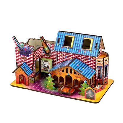 3D Puzzles for Adults, Log Cabin DIY Wooden House Model Kits for Adults to Build, Country Cottage Building Model, 3D Jigsaw Brain Teaser Puzzle, Dollhouse (GHJGJ)