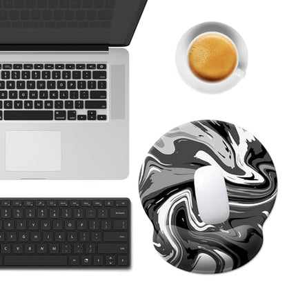 Gaming Mouse Pad Wrist Support,Ergonomic Mouse Pad with Wrist Rest,Comfortable Mousepad with Smooth Wrist Rest,Pain Relief Mouse Pads for Non-Slip Base,Computer,Laptop,Office，Home(Black-Gray Fluid) - color: Black-gray Fluid
