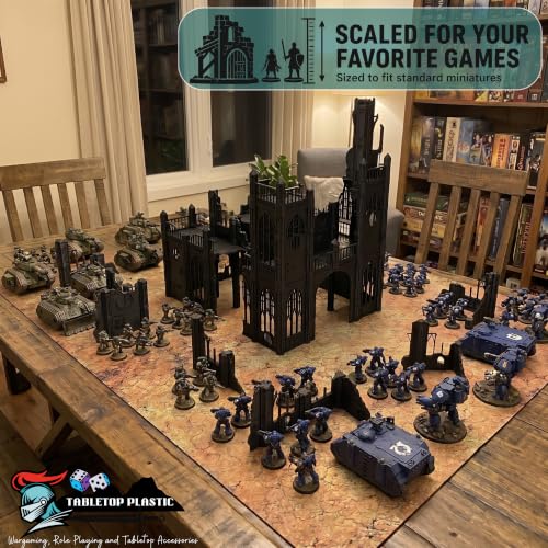 Gothic Sector Terrain Set: 28mm Scale Buildings & Scatter Terrain for 2000-Point Competitive 40k Games (Tall Church) - style: Tall Church