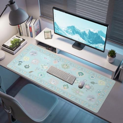 Baziabbo Blue Desk Mat,XXL Extended Big Mouse Pad,Gaming Mousepad with Stitched Edge,Non-Slip Rubber Base Keyboard Desk Pad for Home Office Study Game - color: Blue Ozarks