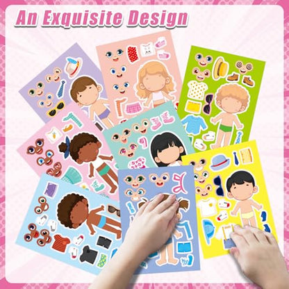 32 Sheets Make a Face and Dress Up Stickers, Make Your Own Stickers for Boys and Girls, Travel Sticker Books, Party Favors, Birthday, Home, School and Activities Gifts for Kids Ages 3+ - style: Dressing