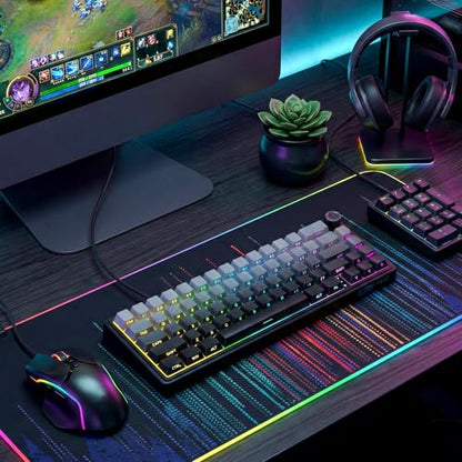 RK ROYAL KLUDGE R65 Wired Gaming Keyboard with Volume Knob, 60% Percent RGB Backlit Mechanical Keyboard, Side Printed PBT Keycaps, QMK/VIA, 66 Keys Hot Swappable Beige Switch, Gradient Black - color: Gradient Black