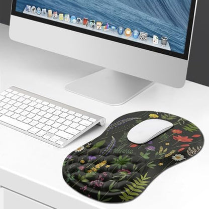 Hokafenle Ergonomic Mouse Pad Wrist Support, Wrist Rest Mousepad for Carpal Tunnel Pain Relief with Integrated Memory Foam Slope Massage Bulge (11.8x7.9 inch,Flowers - color: KM25-Flowers