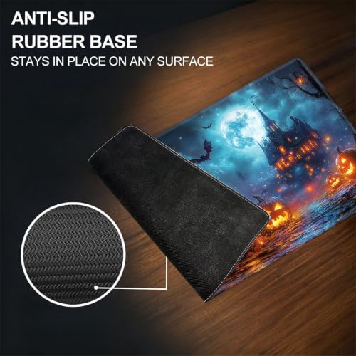 for MTG Playmat, Custom Trading Card Game Mat 27.6 x 15.7 in | Lantern Castle Night Premium Non-Slip Rubber Base, Water-Resistant & Stitched Edges, Personalized High-Definition Art - color: Lantern Castle Night, size: 28" x 16" Regular