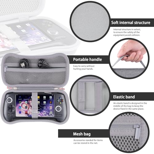 khanka Hard Travel Case Replacement for Anbernic RG556 Retro Handheld Game Console,Case Only. (Grey) | Hard Shell Protection, Smooth Zipper Opening, Secure Custom Fit, Travel-Ready Portable Storage, Protective Case Only - style: Grey