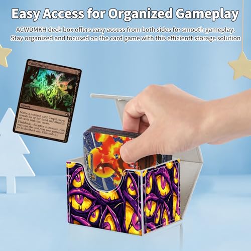 for MTG Commander Deck Box,Card Deck Box for Trading Yugioh MTG,Fits 100 Double Sleeved Cards,PU Leather Strong Magnet Case for Magic Commander TCG CCG,Funny Purple Eyes - color: Funny Purple Eyes