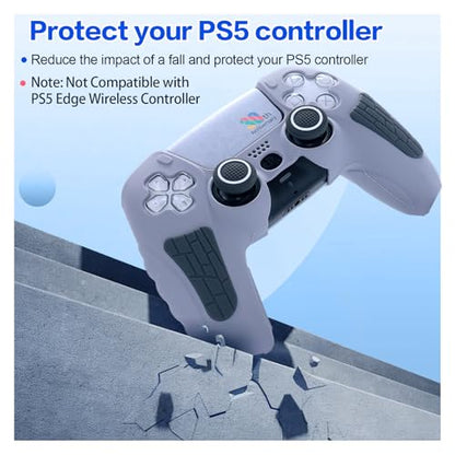 ECHZOVE PS5 Controller Cover Case – 30th Anniversary Limited Edition Protective Silicone Skin for PlayStation 5 Controller, Anti-Slip, Sweat-Resistant, Shockproof Grip Case (Light Grey) - color: light grey