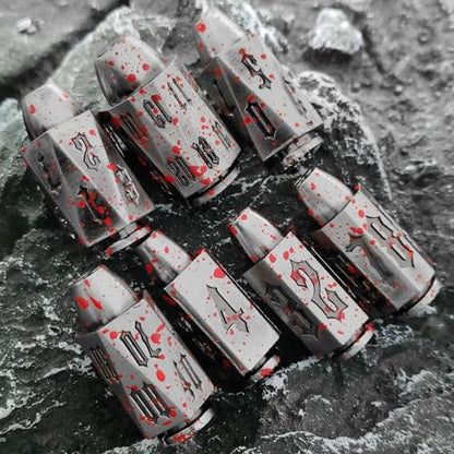 2025 Metal Polyhedral Bullet for DND Dice Set, 7Pcs Metallic D&D Dice with Gift Case for Dungeons and Dragon Game, RPG Role Playing Table Game Gifts (Bloodstain) - color: Bloodstain