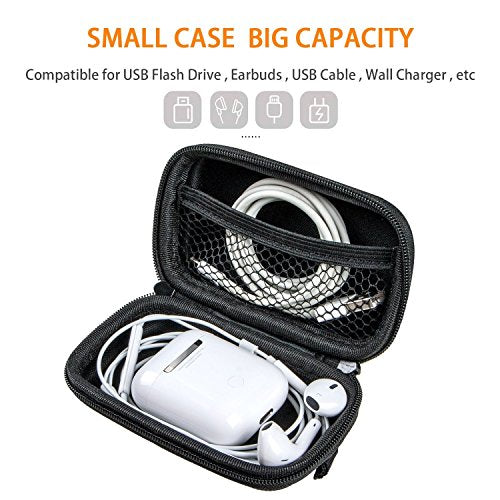 Small Hard EVA Case - Portable Protection Earbud Case Zipper Pouch for Headset, Earphone, Flash Drive, Charging Cable, Key - Mesh Inner Pocket Durable Exterior Universal Carrying Bag - color: Black