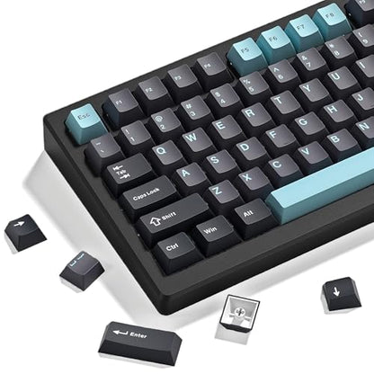 dagaladoo Double Shot PBT keycaps Set, Cherry Profile Keyboard Keycaps | Retro key caps full size,Custom keycaps for 60% 65% 75% 100% Cherry-MX switch Mechanical Keyboard(Grey/Blue) - color: Dark Grey/Blue