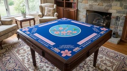 American Mahjong Mat with Rules Printed (33x33, 2.5mm Thick, Hummingbird Blue) Mahjong Mat for Table w/Bag, Crease-Proof Waterproof Non-Slip, Soft Mahjong Table Mat, Noise Reduction - color: Hummingbird Blue Mat