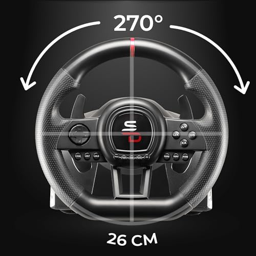 SUBSONIC - Superdrive GS650-X Racing Wheel for PS4 and Xbox Series - Black | Steering Wheel with Pedals and Gear Shifter - Vibration - 3 Sensitivity Modes - Diameter 26 cm, Rotation 270°