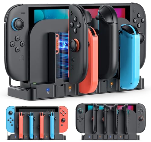 FASTSNAIL Switch Controller Charger for Nintendo Switch 2/1/OLED for Joycon | 9-in-1 Dual-Direction Magnetic Controller Charging Dock for Joycon 2, Switch 1/2 Fast Charger Station Stand Accessories - size: For Switch 1/2