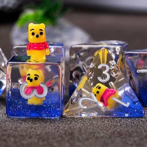 D&D Resin Dice Set, Bear Polyhedral DND D and D Dice Inclusion Dice for Dungeons and Dragons MTG RPG for Ages 15 and Up - color: Bear3