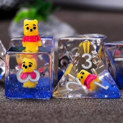 D&D Resin Dice Set, Bear Polyhedral DND D and D Dice Inclusion Dice for Dungeons and Dragons MTG RPG for Ages 15 and Up - color: Bear3