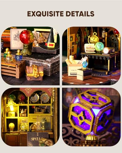 DIY Miniature House Kit, DIY Dollhouse Kit for Adults to Build, Mini House Kit with LED, Mayberry Street Miniatures, Ideal Gifts for Birthday, Halloween Christmas(Magic Treasure House) - color: Magic Treasure House