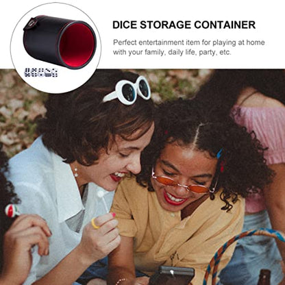 Kisangel Leather Dice Cup Set Double-Layer Dice Storage Cup Bar Game Supplies Set Lid