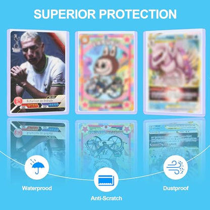 1000 Pack Card Sleeves & Top Loaders, Protects 500 Standard Cards, 3"x4" Hard Plastic Card Protectors, Premium Rigid Holder for Trading Sports Football Game Cards (500 Rigid + 500 Clear) - size: 500 Top Loaders + 500 Card Sleeves