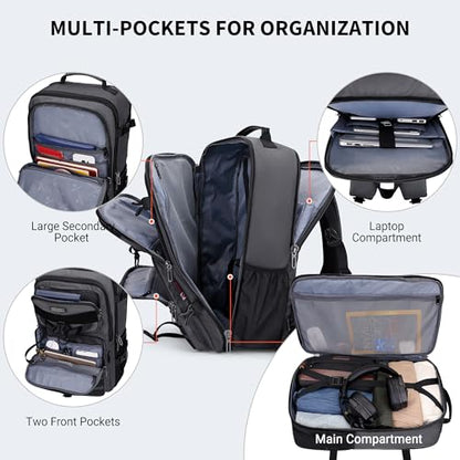 WITZMAN Travel Backpack for Men 45L Convertible Bag Fits 17" Laptop | Large Nylon Carry on Luggage Bag, 3 in 1 Laptop Backpack Airline Approved, For Weekend Getaway, Overnight Trip, B688 Grey - color: Silvery Grey