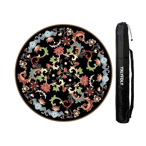 Round Mahjong Mat with Black Carrying Bag, Thick Mute Tablecloth, Carpet and Floor Mat for Mahjong Paigow Poker and Tile Game(85cm/33.46in) - size: 85cm/33.46in