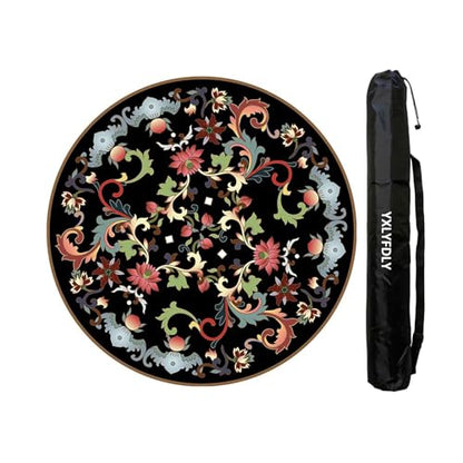 Round Mahjong Mat with Black Carrying Bag, Thick Mute Tablecloth, Carpet and Floor Mat for Mahjong Paigow Poker and Tile Game(120cm/47.24in) - size: 120cm/47.24in