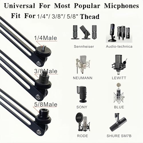 Low Profile Mic Boom Arm, 360° Rotatable 3-Section Foldable Desk Microphone Stand, 2.5kg Heavy Duty C Clamp Mic Mount with 1/4 3/8 5/8 Screw Adapter for Streaming Podcast(C Clamp Mount) - color: C Clamp Mount