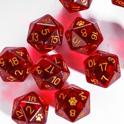 10-Pack D20 Dice Set Red 20 Sided Dice for DND RPG Tabletop Games | Leather Storage Bag, DM Gift, for Dungeons and Dragons Role Playing Games - color: 10pcs D20 Red