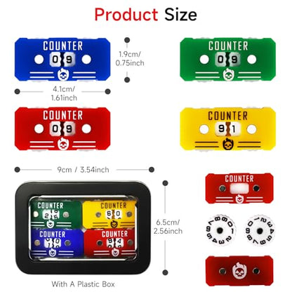 SIXPOINTS 4PCS Twin Digits Life Counters Health Tracker Compatible with Magic The Gathering Commander Deck, LCG/RPG/D&D/MTG/CCG/TCG Gaming Table Games - color: Color-a