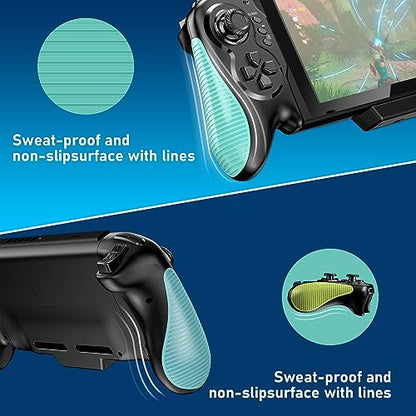 Diswoe Controller for Switch/OLED - One-Piece Joypad Replacement for Switch Pro, Remote With Dual Motor Vibration and Adjustable TURBO - color: Black+L