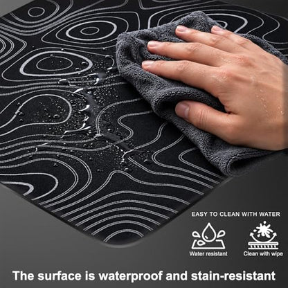 Glass Mousepad, Hard Surface Gaming Mouse Pads, Mousepad Gaming, Glasspad | Glass Pad, Professional Esport Tempered Glass Mouse Pad, Hard Mouse Pad for Bed, 11.8"×9.8" computer mat - color: Contour Lines - Black and White