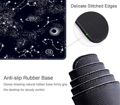Desk Mat, Big Desk Pad, XL Extended Gaming Mouse Pad, Large Mouse Pad for Desk Rubber Base Mousepad with Stitched Edges, Keyboard Mouse Mat for Work, Game, Office, Home - Space Galaxy Constellation - color: Space Galaxy Constellation