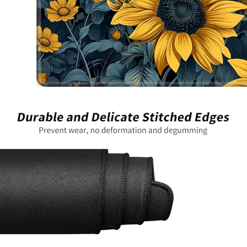 Sunflower Yellow Flowers for MTG & TCG Playmat Mouse Pad,BFDHGQZC 24" x 14" Game Mat for MTG/RPG/CCG Trading Card Game Playmats Table Mat Perfect for Card Games Video Games Computer Office - color: Sunflower Yellow Flowers