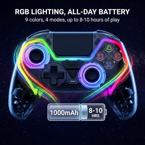 Fyvra Wireless Controller compatible with PS5, PS5 Slim, PS5 Pro, PC, iOS, Mac, Android and Steam with Hall Effect Joysticks and Triggers, 6-Axis Gyro, RGB Lighting, Programmable Back Buttons, Bluetooth 5.3