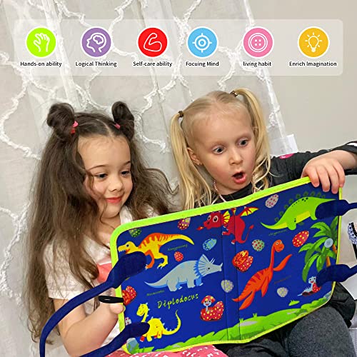 LearnToy Dinosaur Montessori Learning Toy for Toddlers Ages 3-5 Years, Busy Sensory Board with Educational Activities, Travel-Friendly Developmental Skills Toy | Busy Sensory Board with Educational Activities, Travel-Friendly Developmental Skills Toy - co