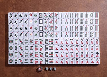 Mose Cafolo Professional Chinese Mahjong Game Set 146 Numbered Large Size Tiles with Carrying Travel Case, Complete Mahjong Tiles Set (Majiang, Mah-Jongg, Ma Jong) - color: Green Tile