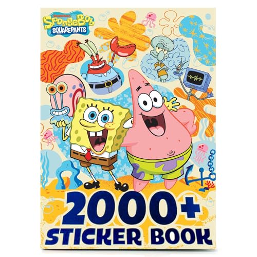 Horizon Group USA Sticker Book with Large and Small Sizes, Kids Stationary for Water Bottle, Notebooks, and Party Favors, 2000+, Spongebob Squarepants - color: Spongebob Squarepants