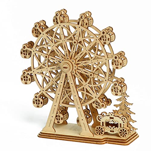 3D Wooden Puzzles Ferris Wheel Model Kits, Brainteaser and Puzzle for Christmas/Birthday,Gifts for Adults and Teens to Build Combination - style: Ferris Wheel